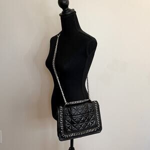 Zara Woman Quilted Leather Crossbody Chain Shoulder Bag Purse Black Rare